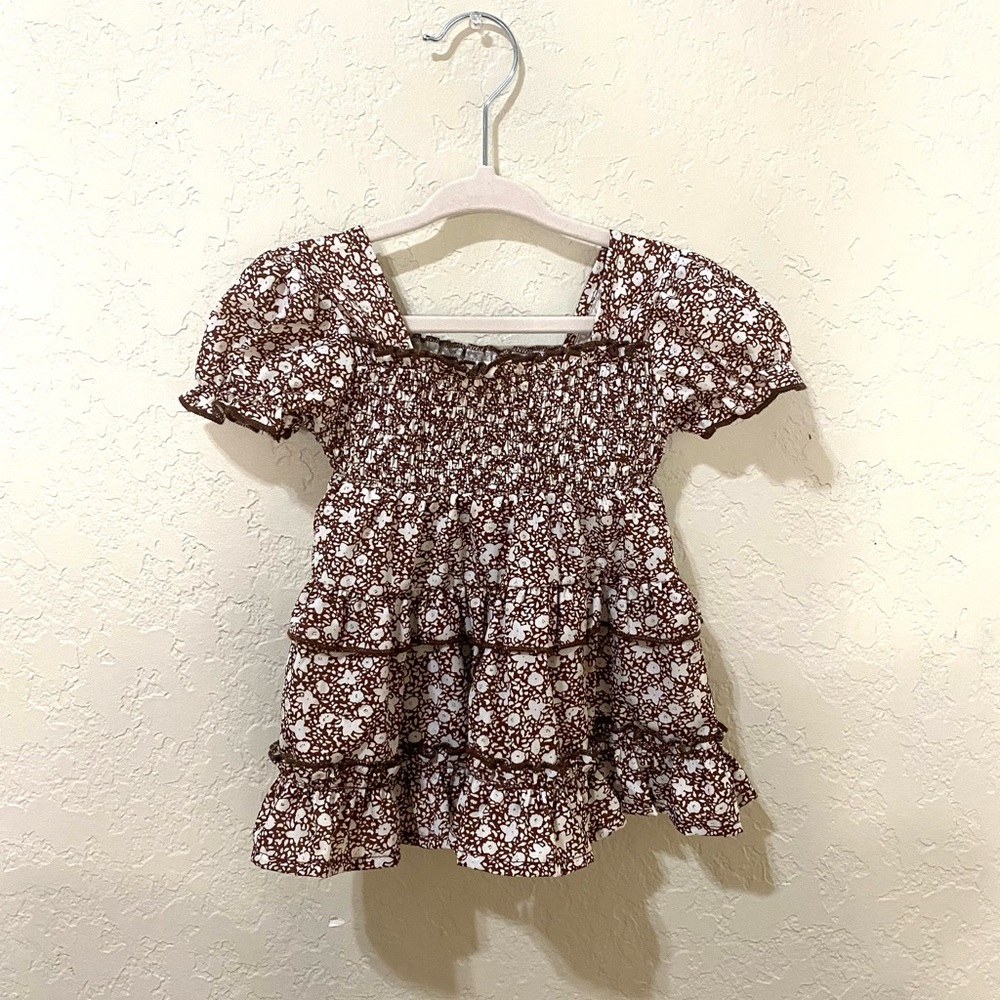 Shein Kids Baby Girl Ditsy Floral Shirred Layered Dress